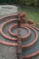 Round brick paved steps